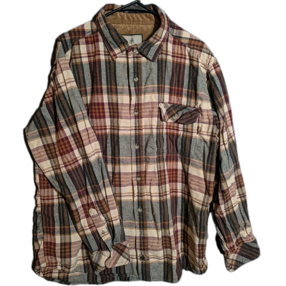 Legendary Whitetails XL Flannel Shirt Cabin Lumberjack‎ Corduroy Collar Plaid